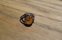 Pierścionek z Bursztynem Srebro 925 r.21 - 2