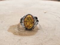 Pierścionek z Bursztynem Srebro 925 r.21 - 8
