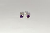 Małe Kolczyki Okrągły Ametyst Srebro 925 - 2