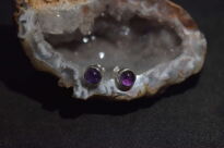 Małe Kolczyki Okrągły Ametyst Srebro 925 - 11