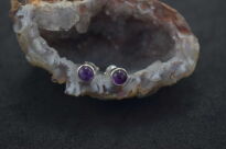 Małe Kolczyki Okrągły Ametyst Srebro 925 - 7