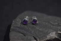 Małe Kolczyki Okrągły Ametyst Srebro 925 - 6