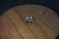 Małe Kolczyki Okrągły Ametyst Srebro 925 - 4