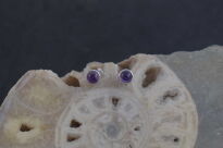 Małe Kolczyki Okrągły Ametyst Srebro 925 - 10