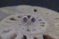 Małe Kolczyki Okrągły Ametyst Srebro 925 - 3