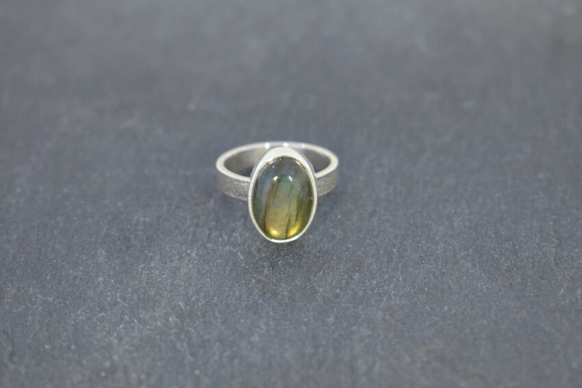 Pierścionek Labradoryt r.14 Srebro 925 Rękodzieło
