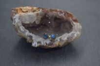 Srebrne kolczyki sztyfty z labradorytem minimalizm Srebro 925 niebieska poświata - 12