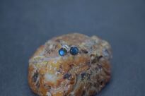 Srebrne kolczyki sztyfty z labradorytem minimalizm Srebro 925 niebieska poświata - 6