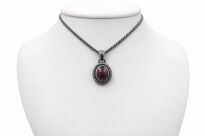 Zawieszka z rubinem gwiaździstym oksydowane srebro 925 rękodzieło - 2