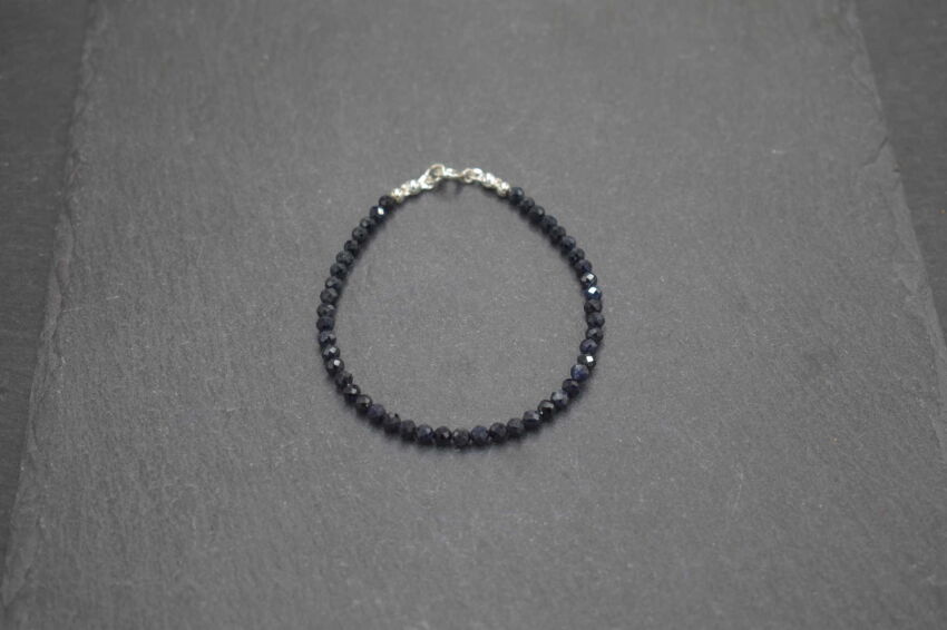 Szafir naturalny ciemny bransoletka fasetowana 3,5 mm srebro 925