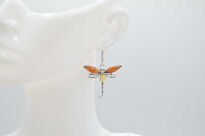 Kolczyki srebrne z bursztynem ważki naturalny bursztyn bałtycki - 5