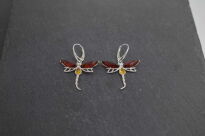 Kolczyki srebrne z bursztynem ważki naturalny bursztyn bałtycki - 6