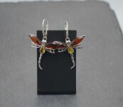 Kolczyki srebrne z bursztynem ważki naturalny bursztyn bałtycki - 4