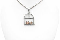 Wisiorek srebrny z motywem okna i naczyń srebro 925 Rekodzieło - 2