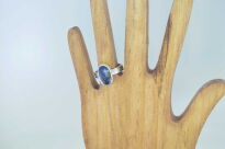 Pierścionek Niebieski Cyanit Dysten Kianit r.12 Srebro 925 Rękodzieło - 6