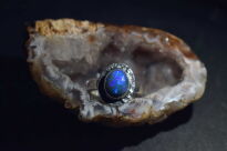 Pierścionek Ciemny Opal Australijski Srebro 925 r.14 Rękodzieło - 4