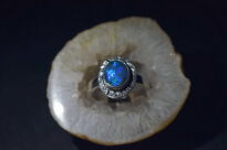 Pierścionek Ciemny Opal Australijski Srebro 925 r.14 Rękodzieło - 5