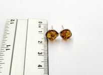 Kolczyki Sztyft Bursztyn Bałtycki Srebro 925 - 7