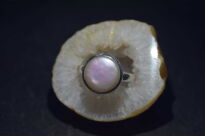 Pierścionek srebrny 925 perła okrągła płaska ręcznie robiony r.22 - 3