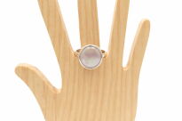 Pierścionek srebrny 925 perła okrągła płaska ręcznie robiony r.22 - 8