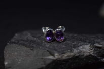 Małe Kolczyki Ametyst Fasetowany Sztyft Srebro 925 - 7