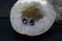 Małe Kolczyki Ametyst Fasetowany Sztyft Srebro 925 - 2