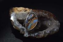 Pierścionek Opal boulder Australia naturalny ręcznie robiony srebro 925 r.20 - 11