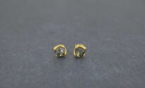 Kolczyki sztyfty złocone srebro 925 z bursztynem zielonym (5mm) - 11