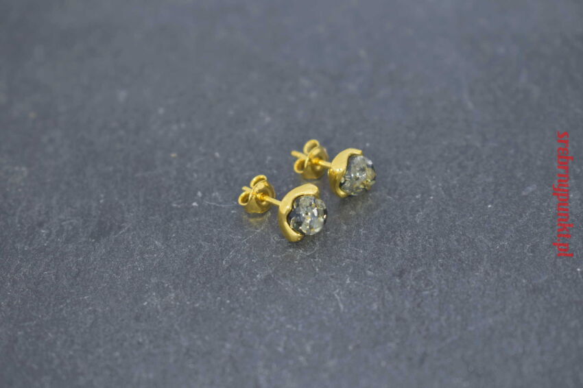 Kolczyki sztyfty złocone srebro 925 z bursztynem zielonym (5mm)