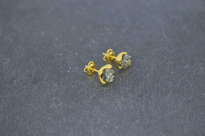 Kolczyki sztyfty złocone srebro 925 z bursztynem zielonym (5mm)