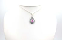 Zawieszka Rubin Różowy Fasetowany Srebro 925 Rękodzieło - 3