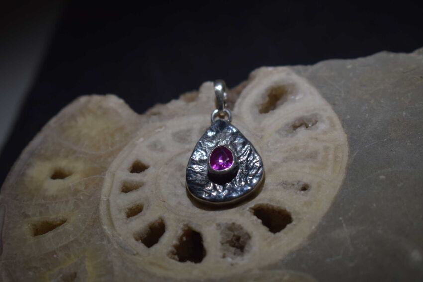 Zawieszka Rubin Różowy Fasetowany Srebro 925 Rękodzieło