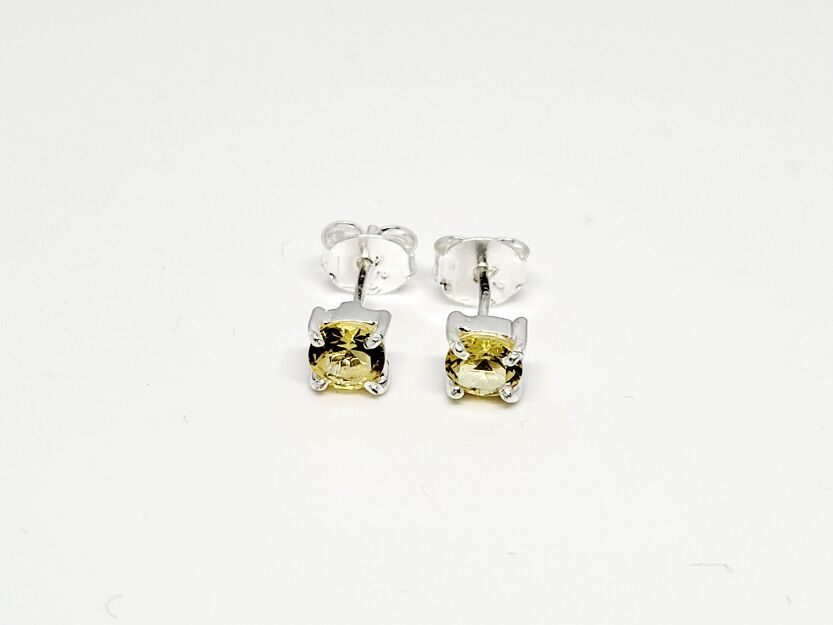 Małe Kolczyki Cytryn Sztyft Srebro 925