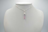 Turmalin różowy rubelit naturalny surowa zawieszka srebro 925 unikat rękodzieło - 10