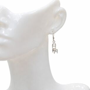 Srebrne kolczyki krzesełka 925 wiszące mini krzesło