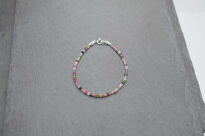 Bransoletka z kolorowego turmalinu drobne fasetowane kostki srebro 925 - 11