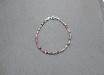 Bransoletka z kolorowego turmalinu drobne fasetowane kostki srebro 925 - 13