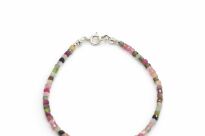 Bransoletka z kolorowego turmalinu drobne fasetowane kostki srebro 925 - 16