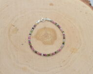 Bransoletka z kolorowego turmalinu drobne fasetowane kostki srebro 925 - 3