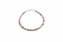 Bransoletka z kolorowego turmalinu drobne fasetowane kostki srebro 925 - 6