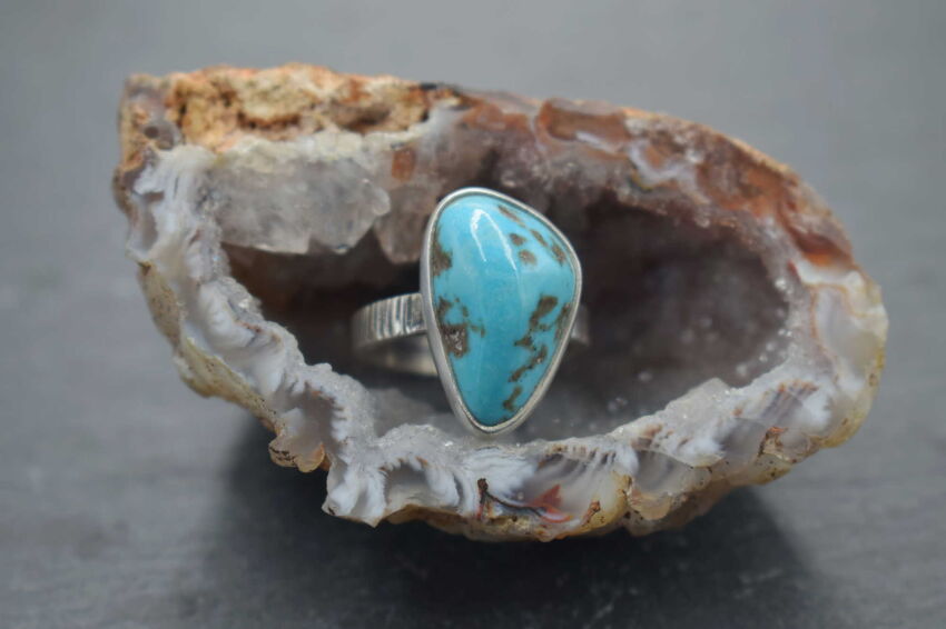 Pierścionek z Turkusem Srebro 925 r.12 Turkus Rękodzieło