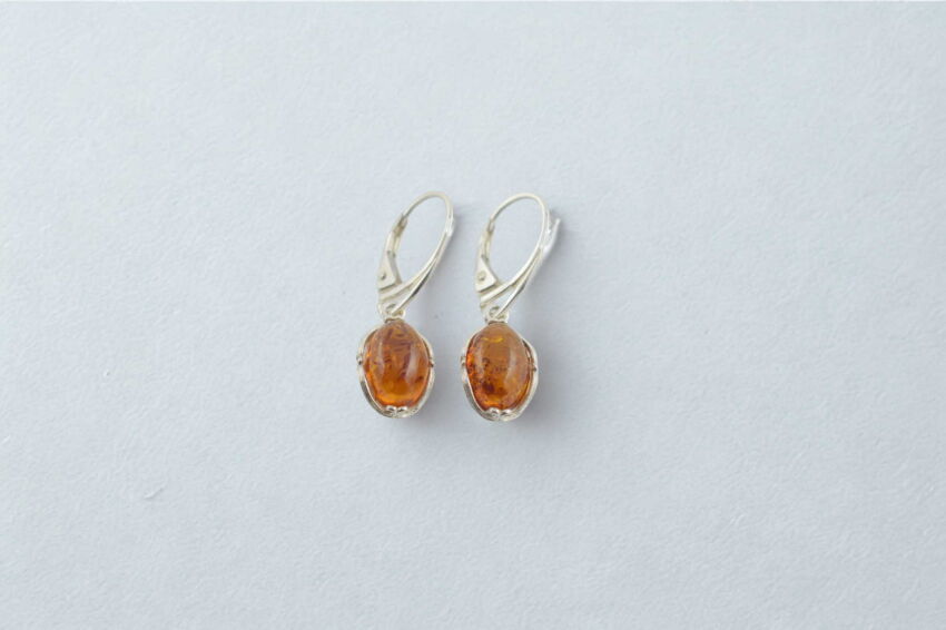 Wiszące Kolczyki z Bursztynem Bałtyckim Srebro 925