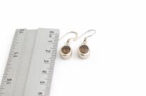 Kolczyki srebrne 925 z kwarcem dymnym wiszące owal fasetowany minimalistyczne - 8