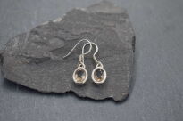 Kolczyki srebrne 925 z kwarcem dymnym wiszące owal fasetowany minimalistyczne - 2