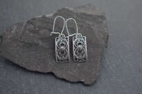 Kolczyki srebrne wiszące ażurowe prostokąt retro vintage - 3