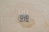 Kolczyki srebrne wiszące ażurowe prostokąt retro vintage - 5