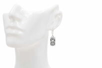 Kolczyki srebrne wiszące ażurowe prostokąt retro vintage - 6