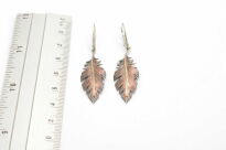 Srebrne kolczyki piórka oksydowane rękodzieło długie Srebro 925 - 10