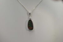 Srebrny wisiorek z opalem boulder Australia naturalny opal srebro 925  unikat rękodzieło - 11