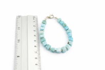 Bransoletka larimar naturalny kostka srebro 925 damska ręcznie robiona - 15